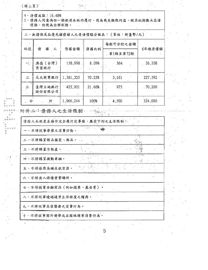 更生裁定判決書2