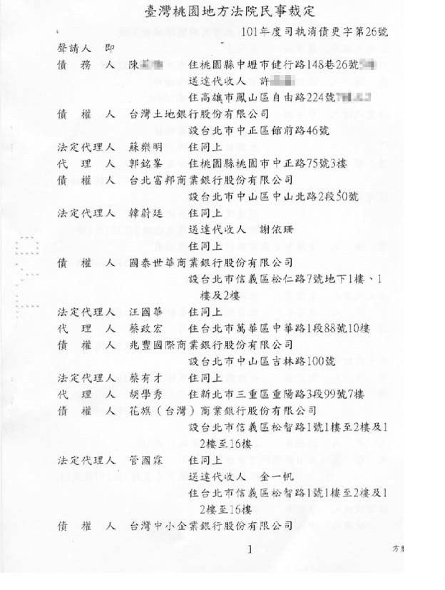 更生裁定判決書1