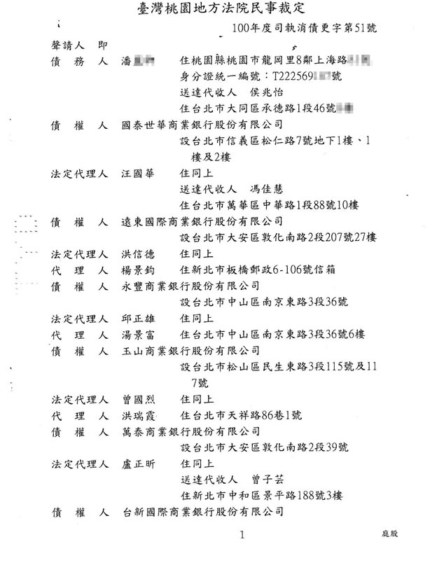 更生裁定判決書1